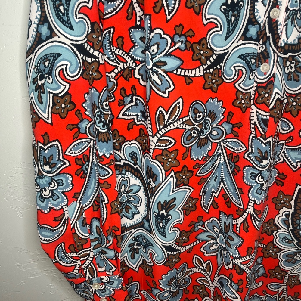LOFT Red and Blue Paisley Floral Shift Style‎ Tunic Dress - Picture 4 of 7